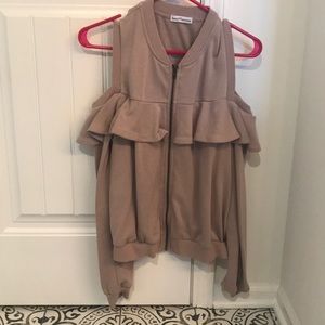 Cold shoulder zip up hoodie